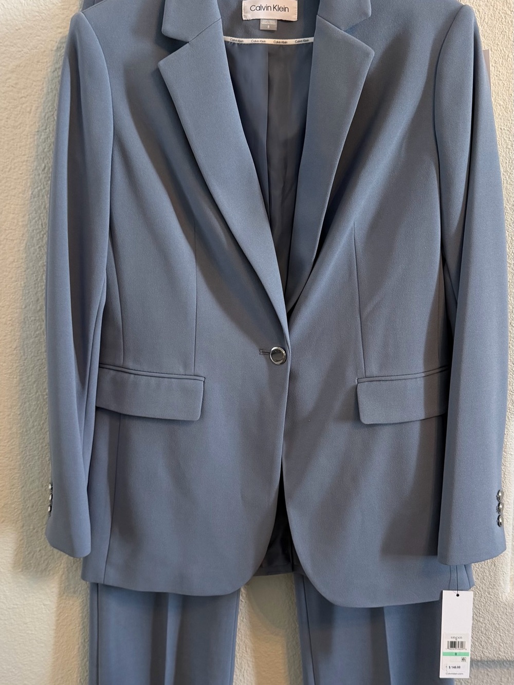 Calvin Klein Light Blue Single-Button Women's Suit Blazer